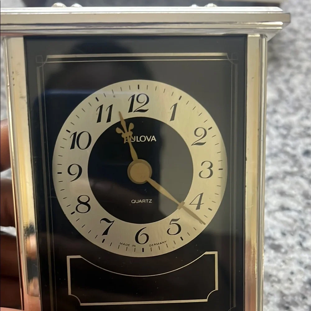 Bulova Quartz Silver and Black Table Clock